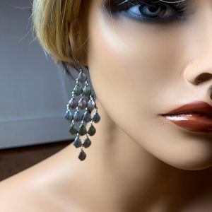 Mixed Metals Leaf Clusters Dangle Earrings